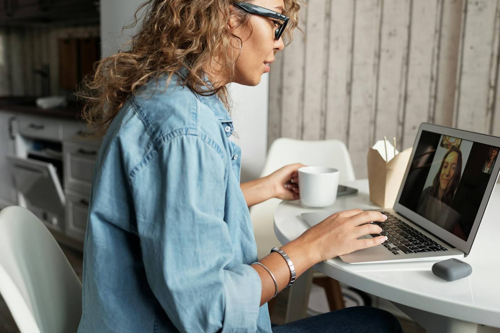 woman in an online meeting for business development